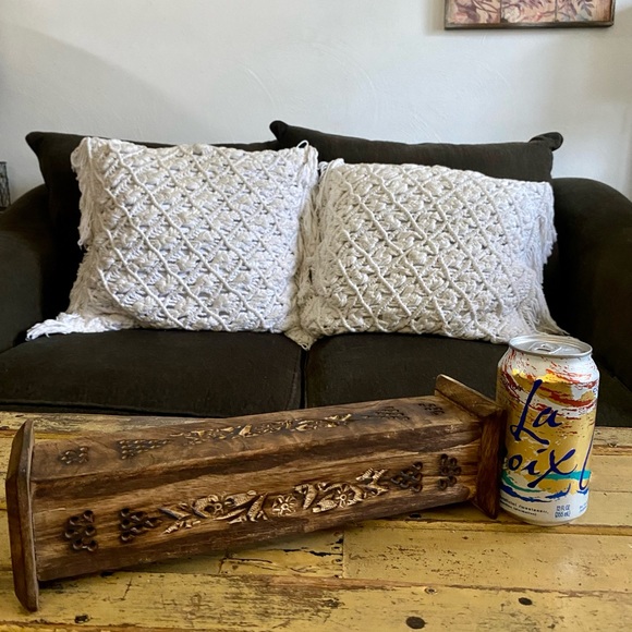 BOHO HOME DECOR CARVED WOODEN MANDALA SAGE INCENSE BURNER HOLDER OR TRINKET BOX - Picture 5 of 11